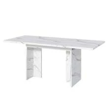 Extendable Dining Table, 140/180*80 Cm, Suitable For 6-8 People, Rectangular Shape, Thickened Tabletop, Simple Style, Table For Dining Room, Kitchen, Living Room - Putih - View 8