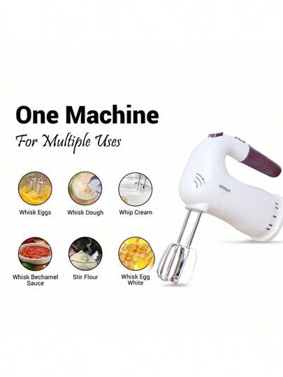 OCTAVO Versatile 5-Speed Electric Egg Beater –Home Appliance Stirrer, Handheld Mixer For Baking & Cooking | Stainless Steel Whisk With Non-Slip Grip | Lightweight For Blending, Whipping & Batter Mixing,Mother's Day Gift