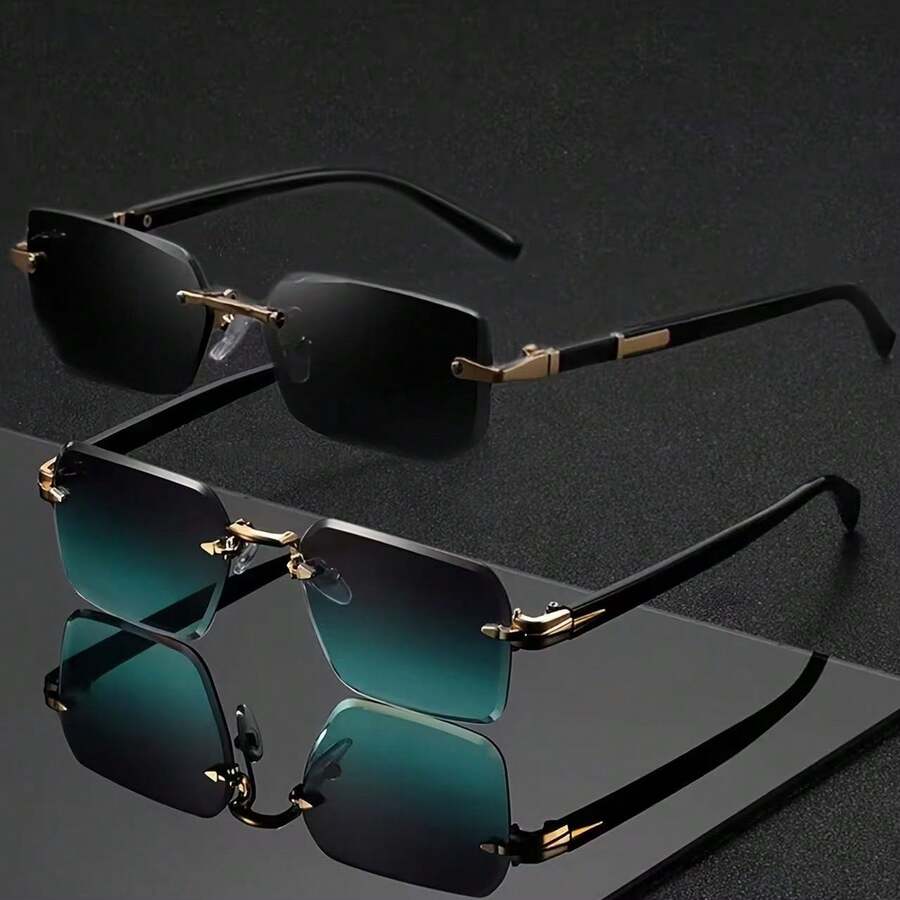 2/1pc Frameless Glasses Sets, Suitable For Music Festivals, Beach Parties And Various Occasions, Premium Business Focus Top Design, Ideal Gift Choice - Multicolor - View 1