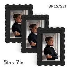1pc/3pcs Wavy Design Photo Frame For Wall & Tabletop Decoration, Artistic Creative Home Decor With Multi-Color Waves - 7 Standard Sizes 4x4in, 4x6in, 5x7in, 6x6in, 8x8in, 8x10in, 11x14in - Modern Stylish Interior Accent, Fun Picture Frames, Scalloped Picture Frame- Graduation Wedding Gift (Random Photo Paper) - 波浪形 - 查看 18