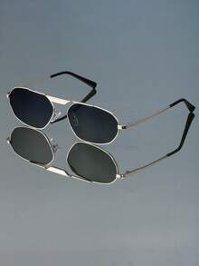 1pc Retro Versatile Minimalist Elegant Small Frame Fashion Glasses, Unisex Punk Party Street Style Runway - Multicolor - View 6