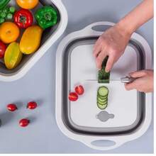 1pc Collapsible Washing Up Bowl, Multi Function Bowl Drying Rack, Portable Cutting Board, Retractable Drain Washing Basket Basin Vegetable Fruit Tray For Camping, Picnic, Kitchen - Multicolor - View 7