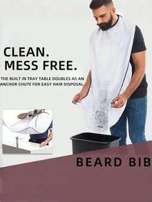 Men's Shaving Apron, Face Hair Trimming Apron With Transparent Suction Cup Beard Catcher Cape, Beard Styling Pouch, Anti-Splash Beard Shaving Cloth, Men's Bathroom Shaving Accessories - One Size Fits All - View 7
