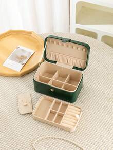 Large Capacity Luxury Genuine Leather Double-Layer Jewelry Box, Featuring Layered Design And Accessory Tray. Suitable For Women/Girls To Store Earrings, Necklaces, Rings And Bracelets. A Perfect Gift For Mother/Wife/Valentine's Day, Also An Ideal Choice For Back-To-School Gifts For Classmates And Best Friends., Room Decor - Multicolor - View 13