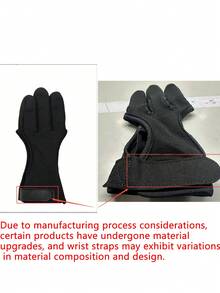 1 pieza Guante protector de arquería de 3 dedos, apto para arco recurvo y arco compuesto, ambidiestro, puntas de los dedos gruesas, fácil de transportar, accesorio esencial para la práctica de tiro con arco, regalo práctico para familiares y amigos - Negro - Ver 8