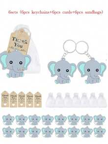 Juego de 6 piezas, llaveros de animales de la selva lindos, recuerdos de fiesta con tema de zoológico, llaveros de animales salvajes con etiquetas de papel marrón y bolsas de gasa blanca, juego completo de 18 piezas (6 llaveros, 6 tarjetas de agradecimiento, 6 bolsas de regalo), adecuado para baby shower, decoraciones de fiesta de cumpleaños, regalos, decoraciones de fiesta familiar con tema de animales de la selva, llaveros de león, jirafa, elefante, decoración de fiesta con tema de animales salvajes. - Multicolor - Ver 15