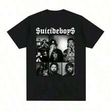 Suicideboy Era Tour Graphics Print T-Shirts For Men Harajuku Hip Hop Rock Style T Shirts Unisex Fashion Oversi - Black - View 1