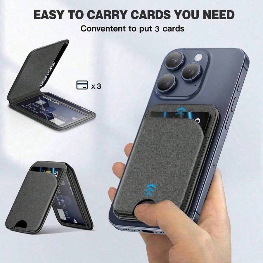 可调节磁吸卡包，兼容 16/15/14/13/12系列，磁力强劲，带可调节支架。卡包可容纳5-6张卡片，适用于各种场景（办公、旅行等）。春季礼物之选。