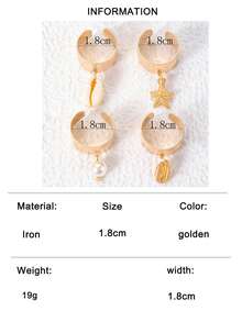 4pcs/Set Fashionable Minimalist Sweet & Cool Style Iron Ring Metal Open Ring Starfish Pearl Ring Set For Women, Perfect Gift For Daily Wear - 24205-ring-r-g - View 7