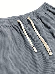 Men's Corduroy Casual Pants - Elastic Drawstring Waist, Breathable & Comfortable - Xám - Xem 4