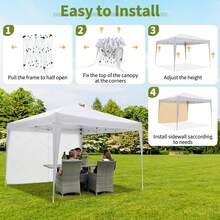 Toldo desplegable de Pulgadas con  Paredes Laterales, Tienda de campaña instantánea portátil al Aire última intervensión, Tienda de campaña Plegable Impermeable, Carpa versátil para Camping - Blanco - 10x10 pies con paredes laterales - Ver 4