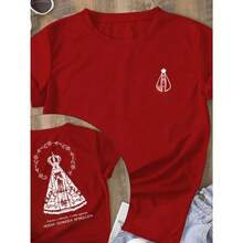 Christian T-Shirt, Printed Shirt With Our Lady Design, Blouse In Various Colors, Catholic Religious, New Release - Red - View 1