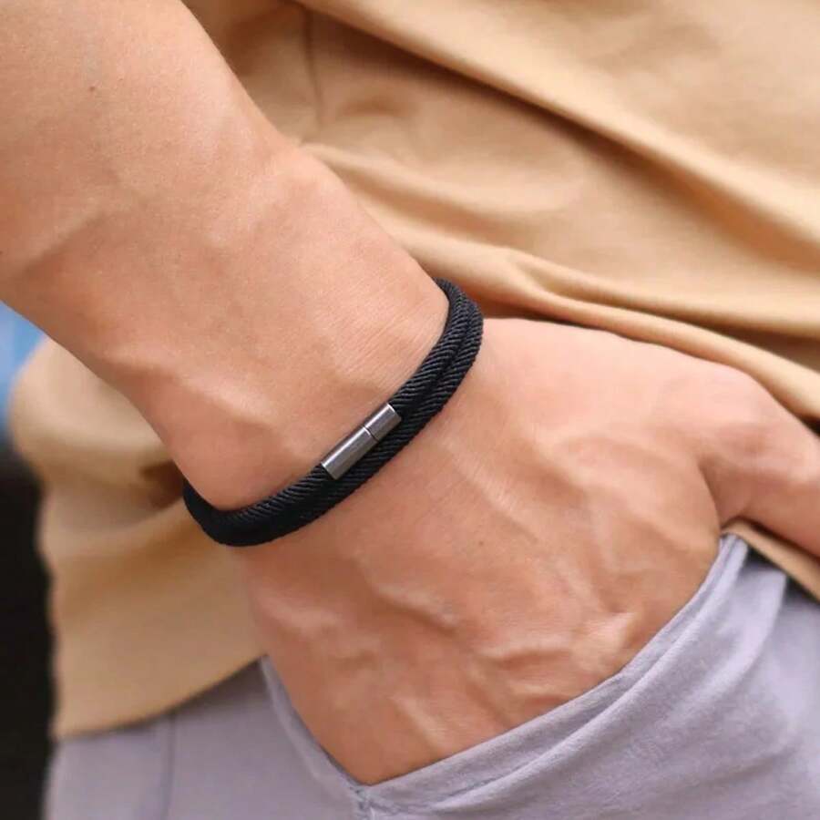 1 pieza Pulsera minimalista trenzada de cuerda para hombres - Pulsera trenzada para hombre - Ver 1
