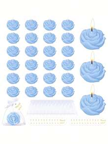 MAOMAOGUAI 24 pièces/9 pièces Coffret cadeau de bougies parfumées à la rose, comprenant un sac en organza et une carte de remerciement. Bougies parfumées en forme de rose romantique, convient pour le mariage, la fête, la demande en mariage, la décoration d'intérieur - 24 pièces - Voir 11