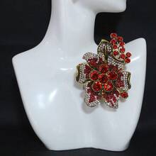New Retro Rhinestone Flower Brooch Exaggerated Women's Coat Brooch Accessories - O6-2-5472 - 查看 3