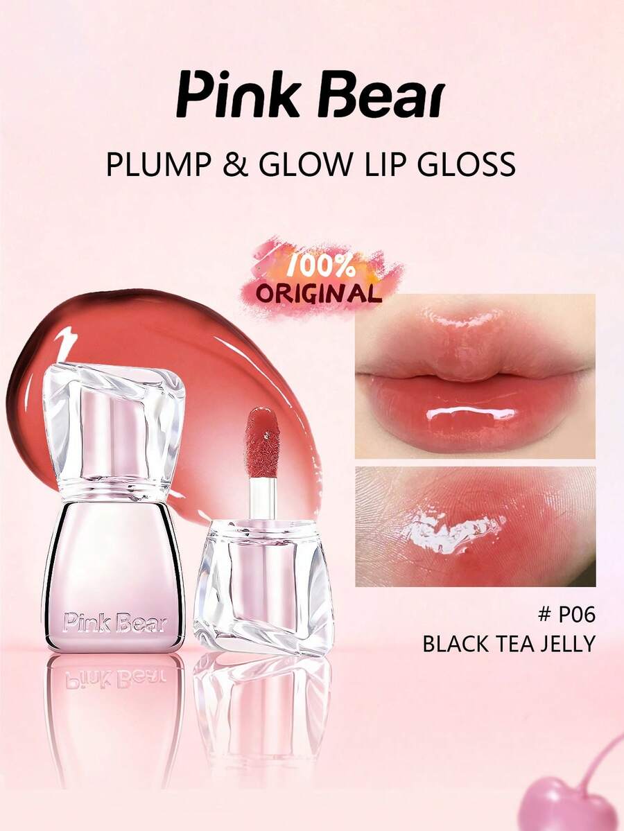 Pink Bear Moisturizing Glossy Liquid Lip Gloss, No.06, Creates Shimmering Radiant Finish. Plumping, Hydrating Formula. Adorable Cartoon Packaging, Perfect Gift For Friends. Vibrant Color, Ideal For Everyday Wear, 2ml/0.07fl.Oz - 06 - Xem 1