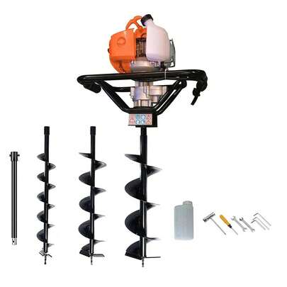 Petrol Earth Auger Post Hole Borer Ground Drill With 3 Bits