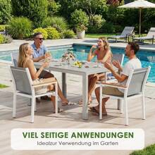 Rectangular Garden Table Made Of Aluminum And WPC, Weatherproof Dining Table For Garden And Patio, Modern Outdoor Table For 6 People, 140x90x75 Cm - Grey - View 8