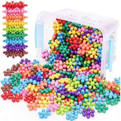 60/100/200PCS Snowflake Interlocking Building Block Toy Creative Stress Relief Fidget Toys Party Favors With Storage Box Toys,Fidget Toys,Sensory Toys