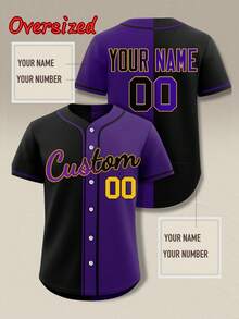 Customizable Men's Black And Purple Two-Tone Color Baseball Jerseys Plus Size,Personalized Name Number,Personalized Team Name, Quick Delivery Sports - Purple - View 2