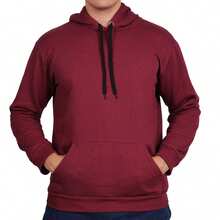 Rossi Unisex Kangaroo Hoodie Sweatshirt - 酒紅色 - 查看 3
