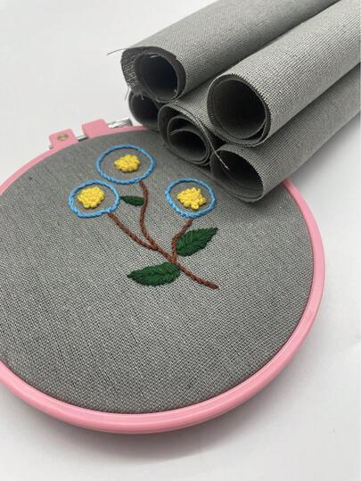 20片9.84英寸x9.84英寸灰色亚麻质感布料，深色刺绣布，适合DIY手工刺绣、制作娃娃衣服