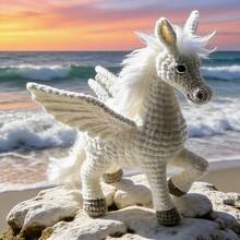 Handmade Crochet White Horse & White Dragon Figurine, Yarn Craft Gift Set With Video Tutorial And Crochet Instructions - White Horse Crochet Material Kit - View 3