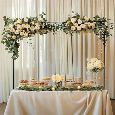 Adjustable Over Table Arch Stand With Clamps, 31"-110" Metal Balloon & Flower Display Rod For Party, Wedding, Birthday, Dessert Table Decor