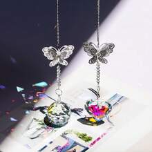 40mm Colorful Heart/Ball Shape Crystal Butterfly Hollow Suncatcher - Multicolor Heart/Ball Prism Pendant, Hanging Light Catcher Suitable For Windows And Car Decor - A - View 2