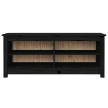 Banco zapatero madera maciza de pino nero 110x38x45.5 cm per ufficio per studio per lavoro da casa con archiviazione design moderno per lavoro remoto studio universitario uso domestico per ufficio per studio per lavoro da casa con spazio - nero - Visualizzare 4