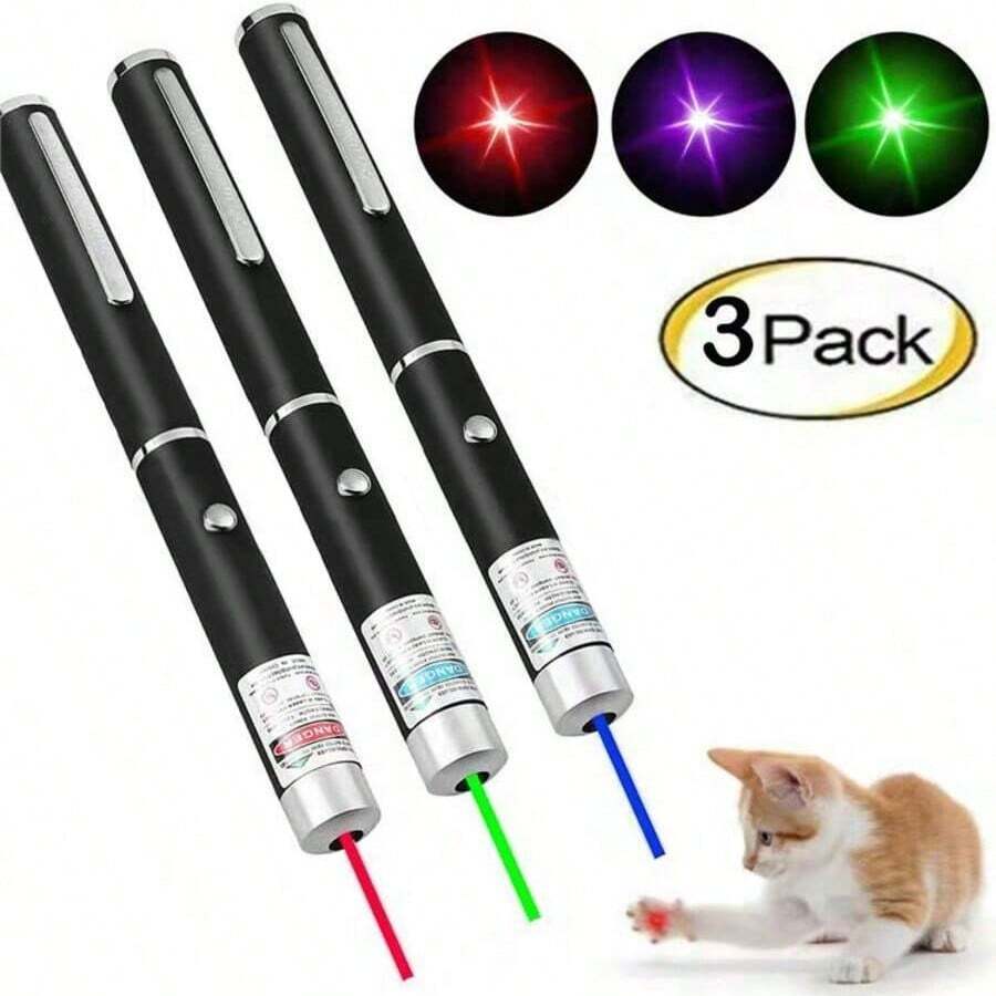 1pc Random Color Multifunctional Portable Laser Pointer - Laser Dot Cat Toy, LED Indicator Light, Interactive Pet Toy (Batteries Not Included) - Multicolor - View 1
