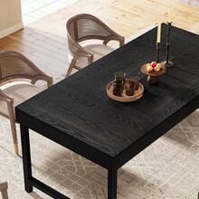 LITTLE TREE 55 Inch Farmhouse Industrial Dining Table, Rectangular Kitchen Table For 4-6 People With Heavy-Duty Metal Legs, Rustic Brown - Black - View 8