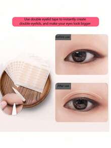 240pcs Eyelid Tape Sticker Invisible Double Fold Eyelid Lace Paste Clear Beige Stripe Self-Adhesive Natural Eye Tape Makeup Tool - Nude - View 6