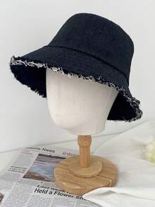 1顶男女通用水洗牛仔布渔夫帽，可折叠帽檐做旧防晒帽，旅行户外夏季帽 - 多色 - 查看 3