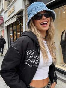 1顶男女通用水洗牛仔布渔夫帽，可折叠帽檐做旧防晒帽，旅行户外夏季帽 - 多色 - 查看 10