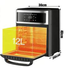 10-in-1 Air Fryer Oven, 12.6Qt Convection Oven with Visible Window, Rotisserie & Grill, Family-Size Airfryer withAir Fryer Fully Au atic ligent Visual 12L Large ty 2000W High Power Multiple Function Electric Oven Dehydrator POPQ Visible Window for Healthy Cooking, - Negro - Ver 4
