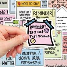 50pcs English Text Reminder Stickers Waterproof For Phone Case, Luggage, Laptop Decor Back To School - A - View 4