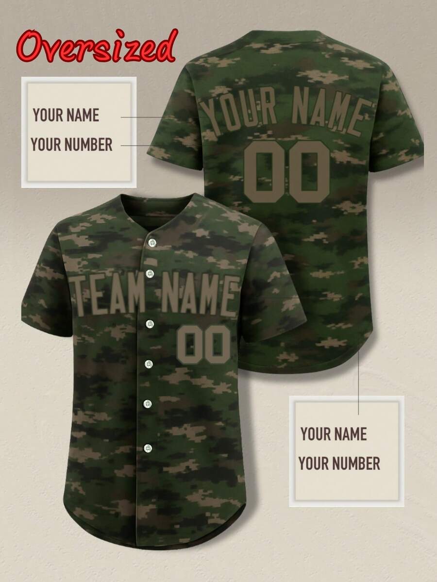 Customizable Men's Army Green Baseball Jerseys Plus Size, Personalized Name Number, Personalized Team Name,Free Design, Quick Delivery, Outdoor Sports