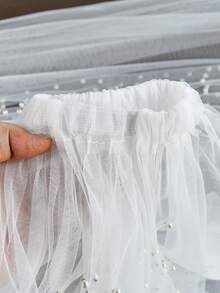 2pcs White Pearl Beaded Sleeve Cuffs, Floor Length Faux Pearl Bridal Gloves, Suitable For Wedding, Wedding Photography, Beach Vacation, Party Dress Accessories - 彩色 - 查看 6