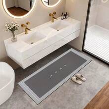 1 pieza Felpudo de diatomita antideslizante y absorbente de secado rápido, color de base gris, lavable, adecuado para cocina, dormitorio, entrada, baño, interior/exterior - gris oscuro - Ver 11