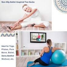 Ozaiic Yoga Socks For Women With Grips, Non-Slip Five Toe Socks For Pilates, Barre, Ballet, Fitness - 3 đôi - Xanh dương/Xám/Hồng - Một cỡ - Xem 7