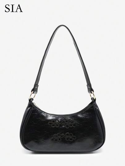 1pc Women's Vintage Resort Ocean Creature Faux Pearl Cherry Faux Fur Tail Woven Crossbody Bag, Suitable For Dates, Outings, Vacations