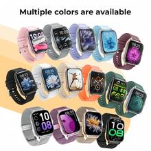 Reloj inteligente con pantalla táctil de alta definición de 1.83", correa de silicona, 2 correas incluidas, llamadas Bluetooth, notificación de mensajes, calorías, rastreador deportivo, cronómetro, pronóstico del tiempo, control de música, reloj inteligente multifuncional para teléfonos Android/iOS - Multicolor - Ver 6
