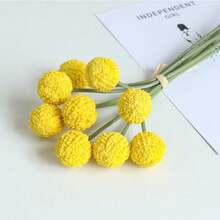 10/400pcs Artificial Dandelion Plastic Plants, Silk Bridal Bouquet, Autumn Decor, Valentine's Gift, Vase Filler, Home New Year Decor, Outdoor Garden Wedding Bouquet, Living Room DIY Candy Box Wreath, Fake Plants Home Decor - Yellow - View 3