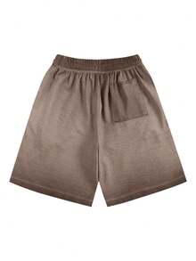 Men's Gradient Wash Shorts, 100% Cotton, Suitable For Outdoor, Beach, Sports, And Fitness Summer Wear. Men Loose-Fitting Cotton Shorts,Also Suitable As Personalized T-Shirts, Men's Shorts, Boyfriend Gifts, And Easter Gifts. - 雙漸層咖啡色 - 查看 4