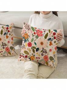 2pcs Spring/Summer Home Decor, Beautiful Floral Design, Multiple Sizes, Throw Pillow Covers, Decorative Cushion Covers, Living Room Decor, Sofa Decor, Valentine's Day Gift For Him/Her, Sofa Cushion Covers, Car Seat Cushion Covers - Multicolor - View 7