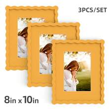 1pc/3pcs Wavy Design Photo Frame For Wall & Tabletop Decoration, Artistic Creative Home Decor With Multi-Color Waves - 7 Standard Sizes 4x4in, 4x6in, 5x7in, 6x6in, 8x8in, 8x10in, 11x14in - Modern Stylish Interior Accent, Fun Picture Frames, Scalloped Picture Frame- Graduation Wedding Gift (Random Photo Paper) - 波浪形 - 查看 37