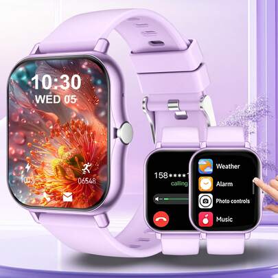 Último diseño de moda tecnológica, 6 opciones de color, reloj inteligente para deportes al aire libre para mujeres con pantalla táctil completa de 1.83", llamada inalámbrica, recordatorio/rechazo de llamada, notificación de mensajes, podómetro, música inalámbrica, múltiples modos deportivos, adecuado como regalo de cumpleaños/vacaciones para parejas, ancianos, amigos, compañeros de clase