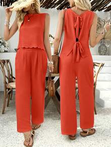 2025 Summer Obsession! 's Most-Wanted Sleeveless Set (Restocking Soon!) | Tomato Girl Summer Uniform |   UPF 50+ Protection ('s Hottest Find) - 橘色 - 查看 3