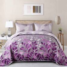 3 Pieces Soft Green Leaf Coverlet Bedspread Set For Bedroom Queen King Size Quilted Floral Patchwork Bedding Set With 2 Pillowcases Christmas Gift Bedroom Decor Festival Gift,Machine Washable - Green Leaf - View 9